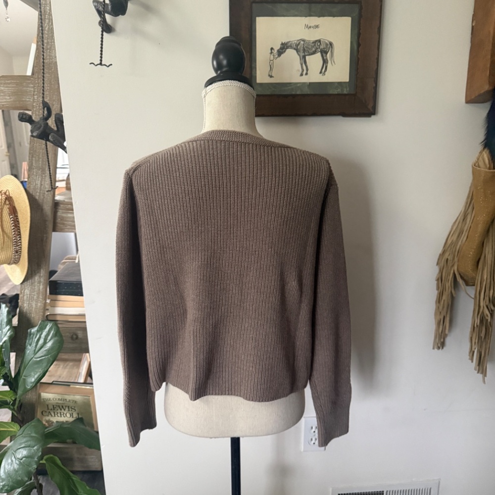NWOT OGD ONE GREY DAY Silk, Cotton, Nylon Sweater Taupe Cropped XS - Picture 6 of 6